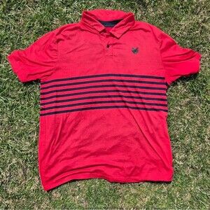 Men's Atlas Premier Golf Polo - Red with Blue Stripes - XL